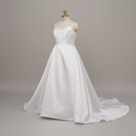 Strapless A-line Satin Wedding Dress with Side Slit