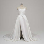 Strapless A-line Satin Wedding Dress with Side Slit