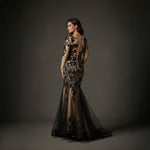 Maxi Fitted Black Lace Formal Evening Dress
