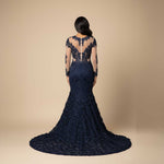 Black Lace Mermaid Style Prom Dress with Long Sleeves| XH1006