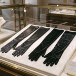 Black Long Satin and Velvet Opera Gloves for Formal Evening Wear