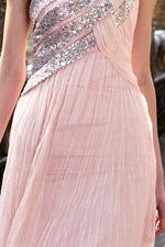 Blush Pink Maxi One Shoulder Grecian Goddess Prom Formal Evening Dress