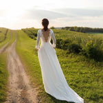 Boho Chiffon Wedding Dress with Long Sleeves ET3006