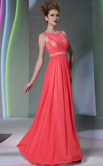 Coral Red Maxi Long Evening Formal Prom Dress