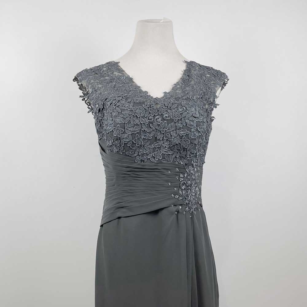 Dark Gray Short Chiffon Mother of the Bride Groom Dress | XH1031B