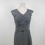 Dark Gray Short Chiffon Mother of the Bride Groom Dress | XH1031B