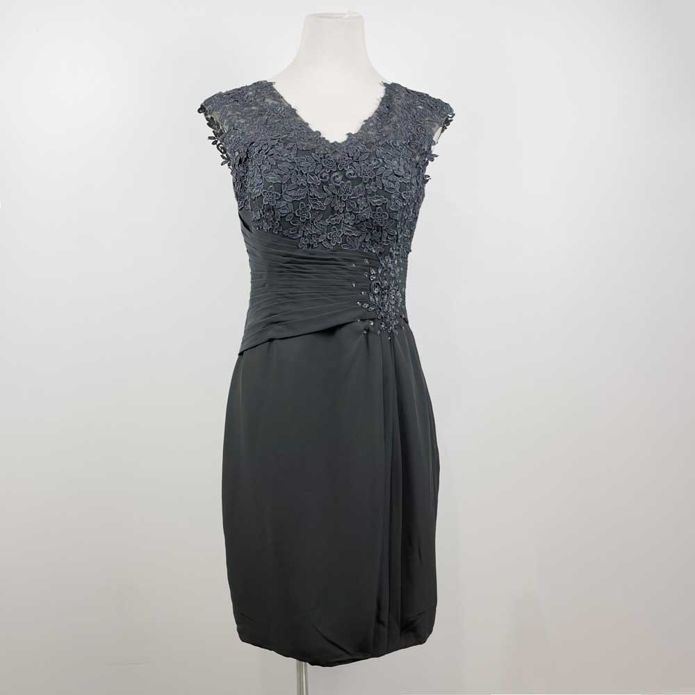 Dark Gray Short Chiffon Mother of the Bride Groom Dress | XH1031B Sample Sale Dress Dark Gray Short Chiffon Mother of the Bride Groom Dress | XH1031B Sample Sale Dress