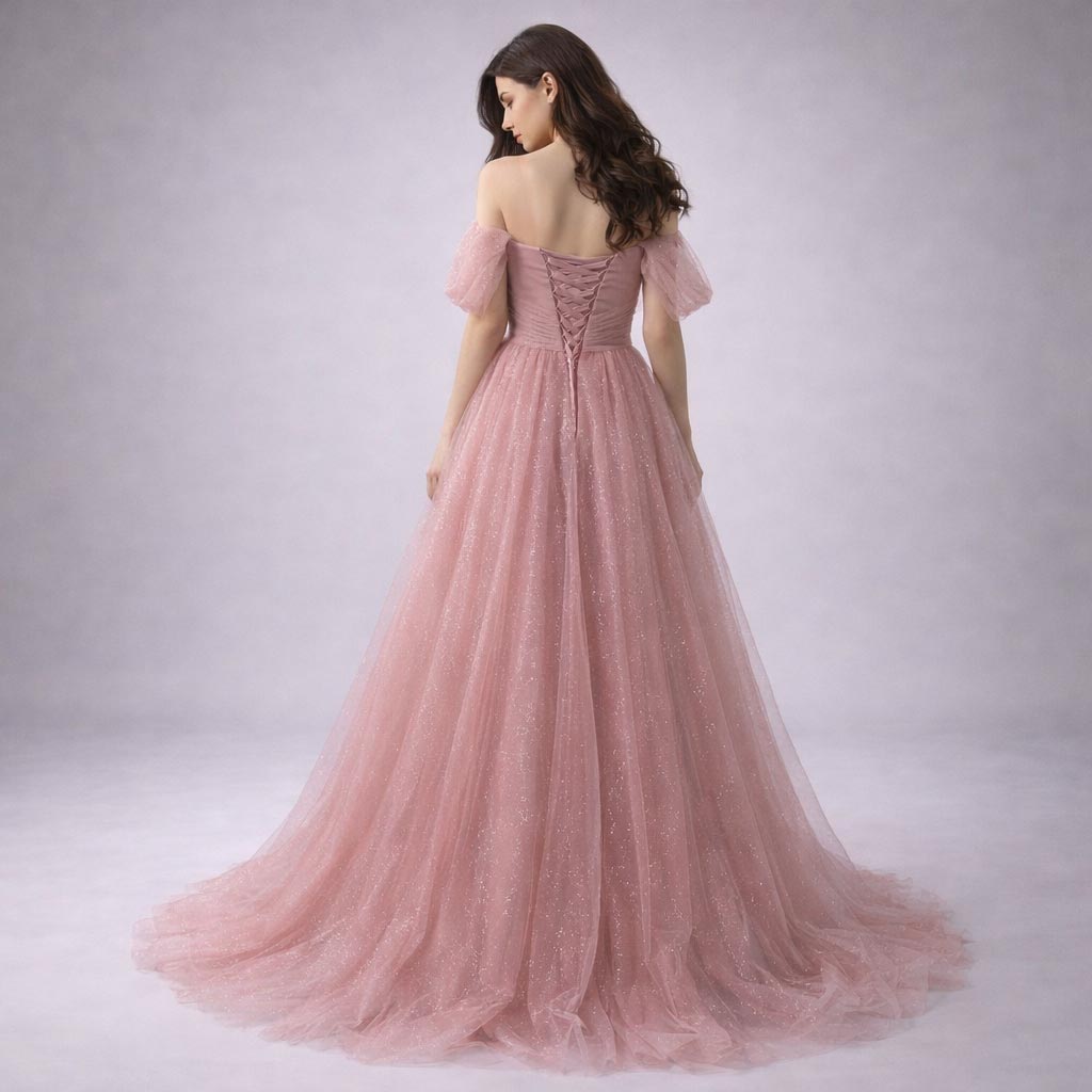 Plus Size Pink Ball Gown Evening Dress XH1076