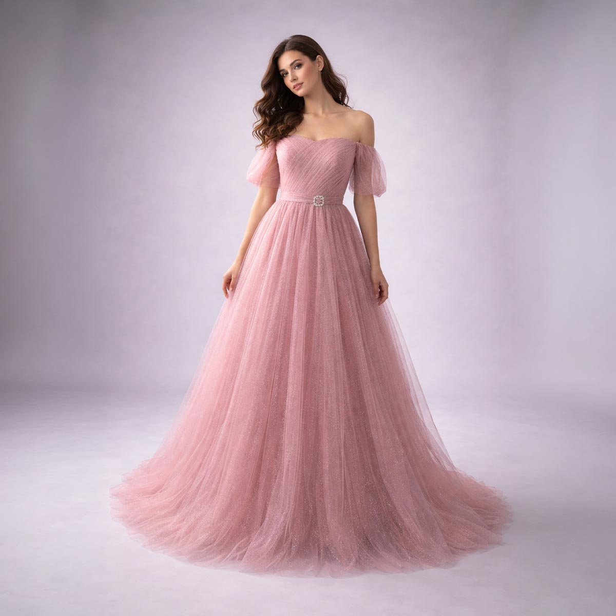 Plus Size Pink Ball Gown Evening Dress XH1076