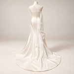 Ivory Strapless Satin Mermaid Wedding Dress with Organza Bow – Size 0