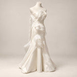 Ivory Strapless Satin Mermaid Wedding Dress with Organza Bow – Size 0