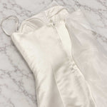 Ivory Strapless Satin Mermaid Wedding Dress with Organza Bow – Size 0