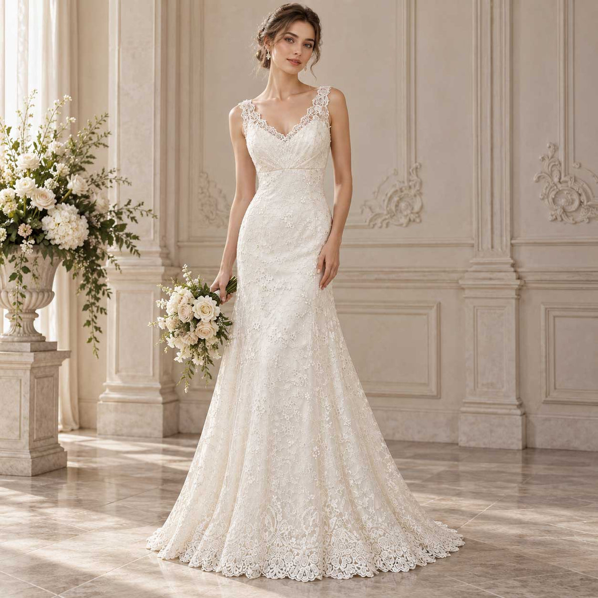 Sample Fitted A-line Lace Wedding Dress