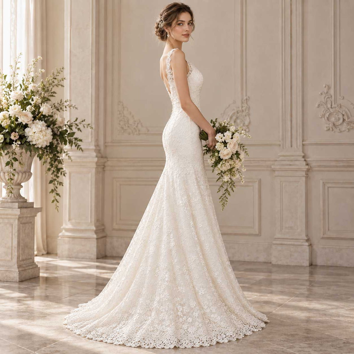 Sample Fitted A-line Lace Wedding Dress