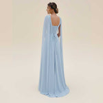 Light Blue Chiffon Grecian Formal Bridesmaid Wedding Party Dress XH1070