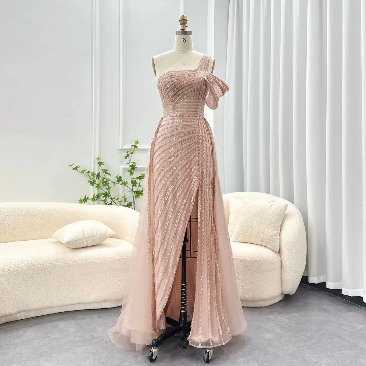 Dusty Pink One Shoulder Sparkly Formal Evening Prom Dress Sample Sale Dress Dusty Pink One Shoulder Sparkly Formal Evening Prom Dress Sample Sale Dress