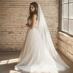 Long Plain Tulle Chapel and Cathedral Length Wedding Veil