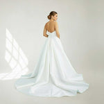 Strapless A-line Satin Wedding Dress with Side Slit