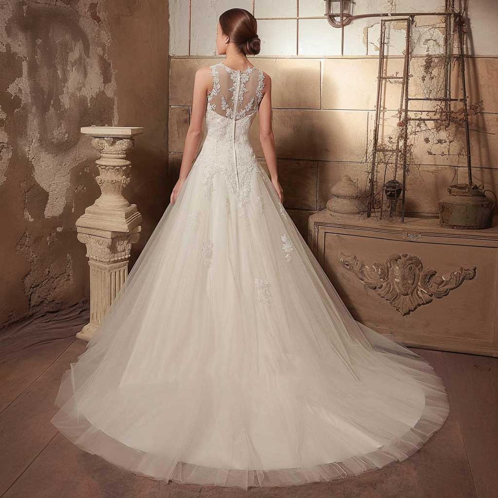 Elegant Lace A-line Wedding Dress with Sweetheart Illusion Neckline