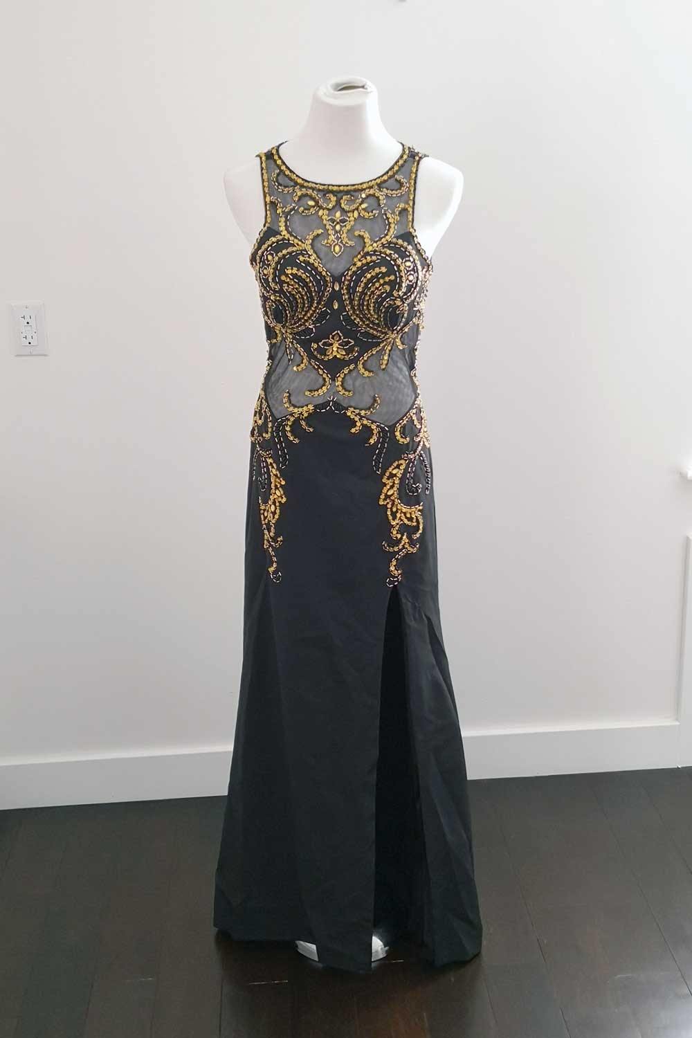 Black Prom Dress with Side Slit and Open Back– Sample Sale Dress