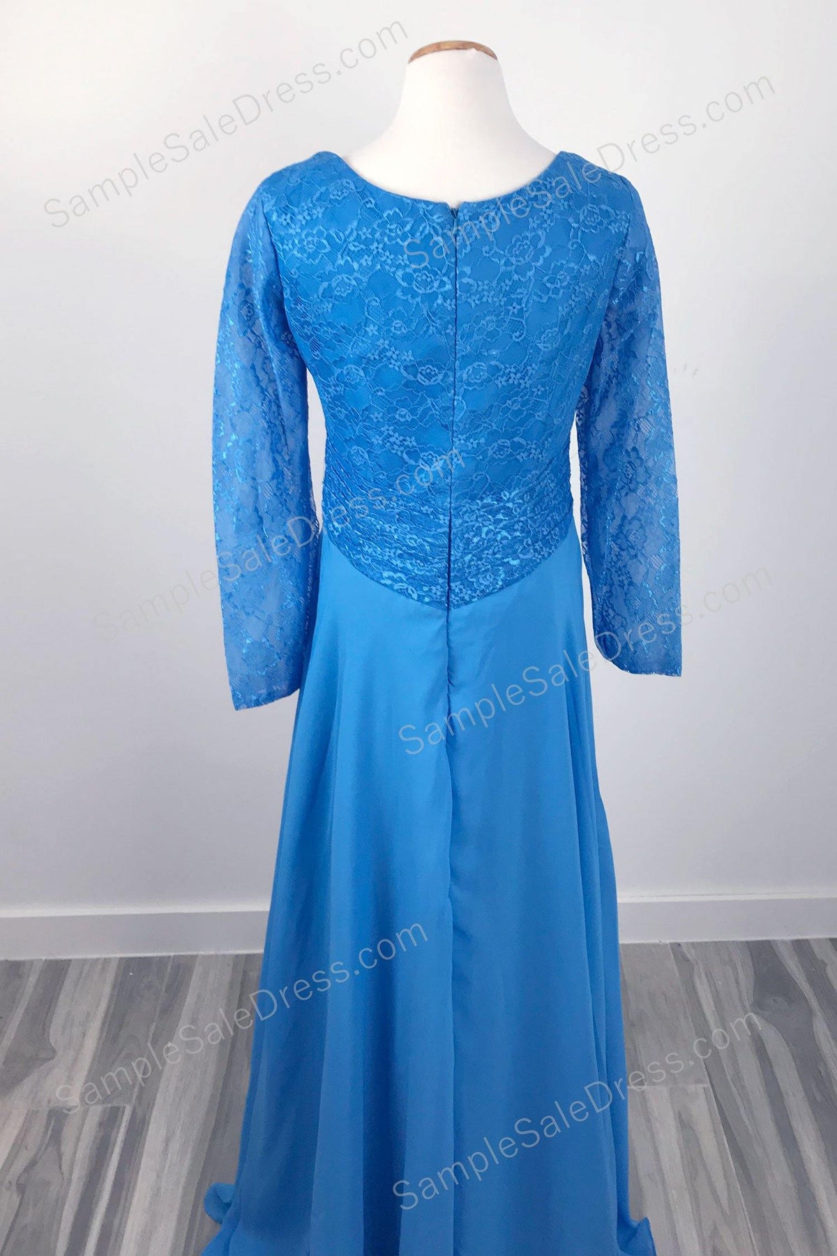 Modest Dark Blue Chiffon Formal Evening Dress XH1037