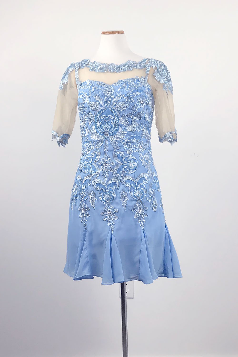 Sky Blue Short Chiffon Lace Mother of Bride Groom Dress XH1014 Sample Sale Dress Sky Blue Short Chiffon Lace Mother of Bride Groom Dress XH1014 Sample Sale Dress