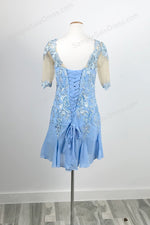 Sky Blue Short Chiffon Lace Mother of Bride Groom Dress XH1014