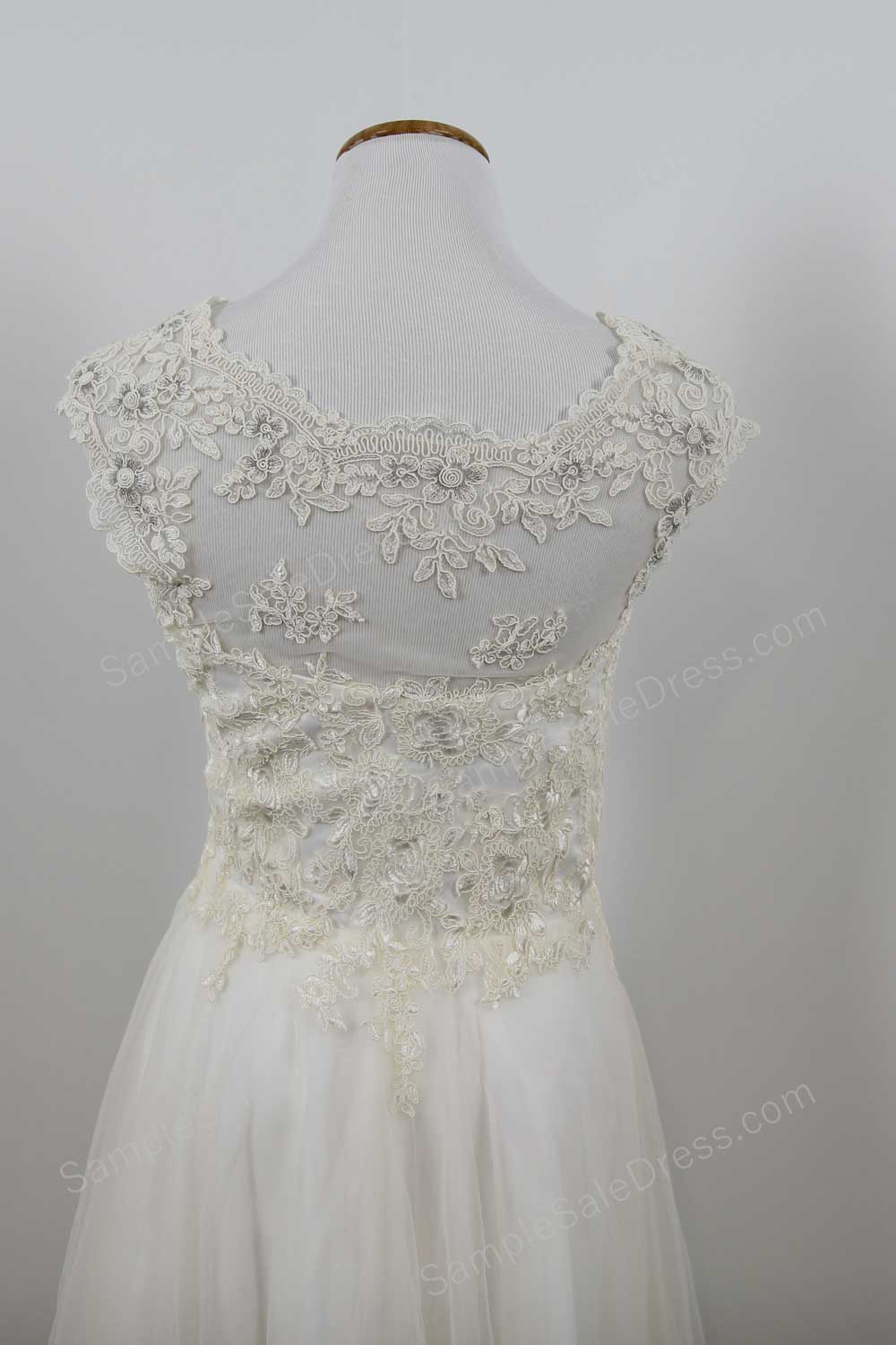 Vintage Boho Style Champagne Lace Wedding Dress