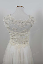 Vintage Boho Style Champagne Lace Wedding Dress