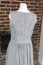 Long Chiffon Gray Sleeveless Formal Evening Gown