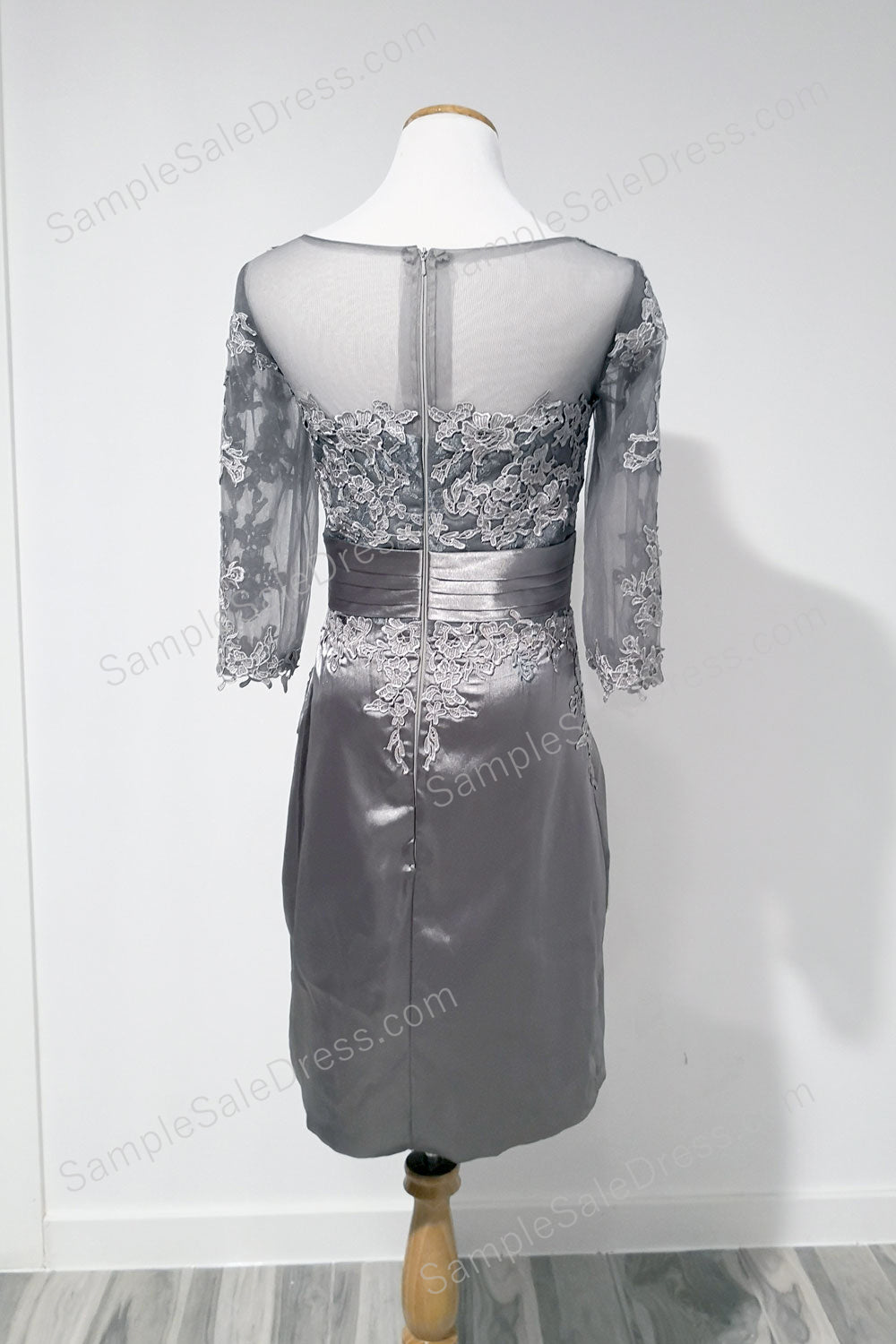Short Gray Lace Formal Dinner Dress | XH1008 - Sample Sale Dress