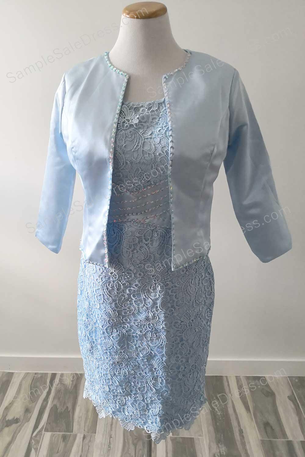 Light Blue Lace Mother of Bride Groom Dress - Sample Sale Dress