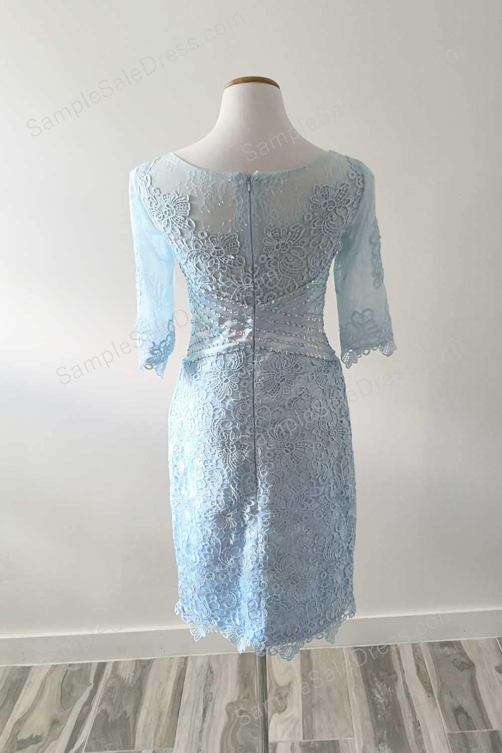 Light Blue Lace Mother of Bride Groom Dress - Sample Sale Dress