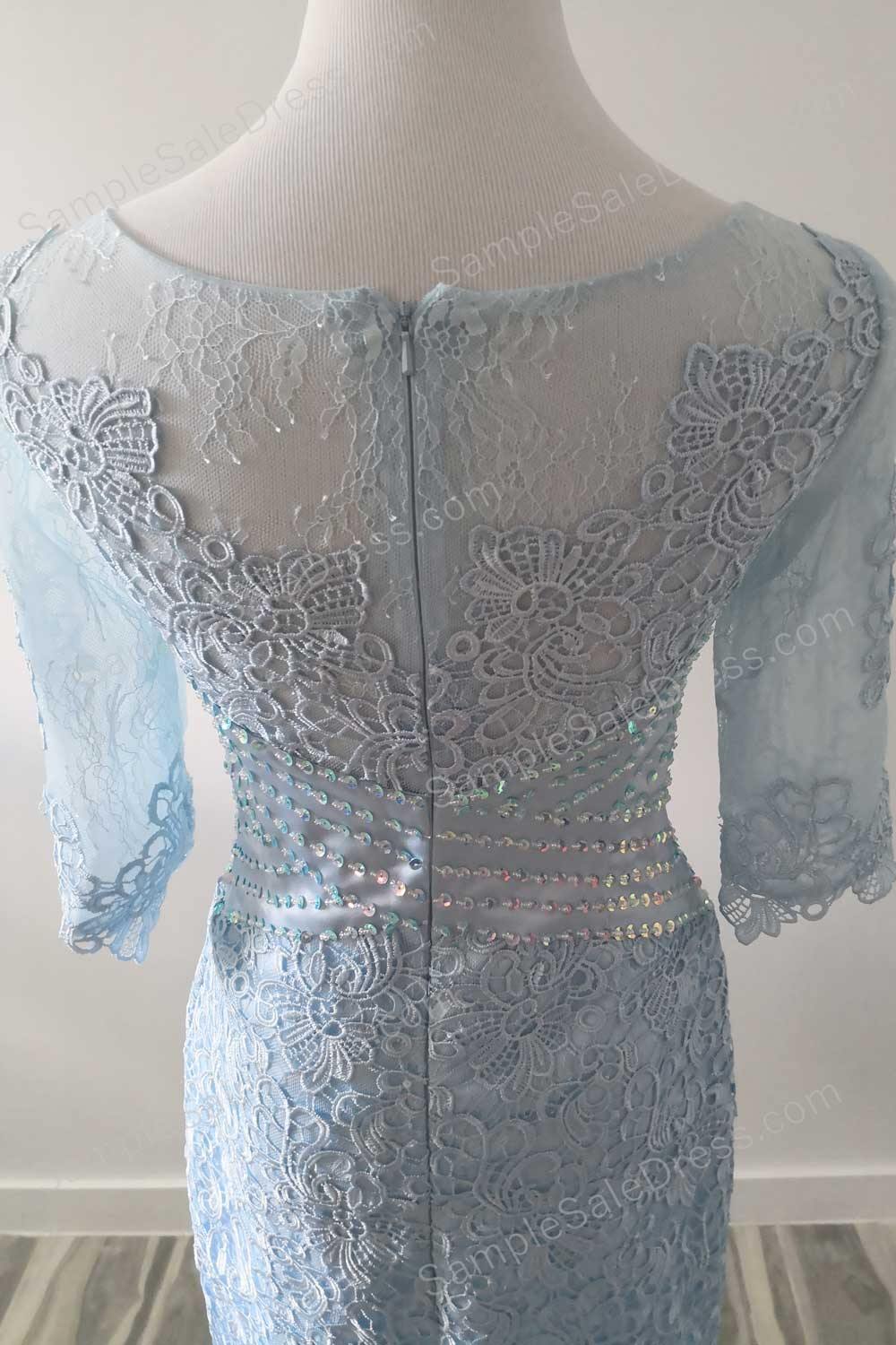 Light Blue Lace Mother of Bride Groom Dress - Sample Sale Dress