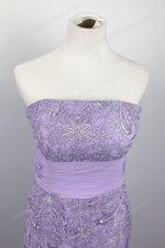 Strapless Lilac Purple Lace Formal Prom Evening Dress XH1030