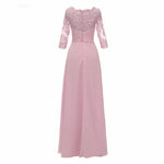 Pink Chiffon Formal Evening Dress with Half Sleeves XH1050