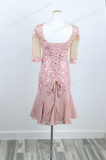 Pink Mother of Bride Groom Dress with Short Sleeves - Sample Sale Dress