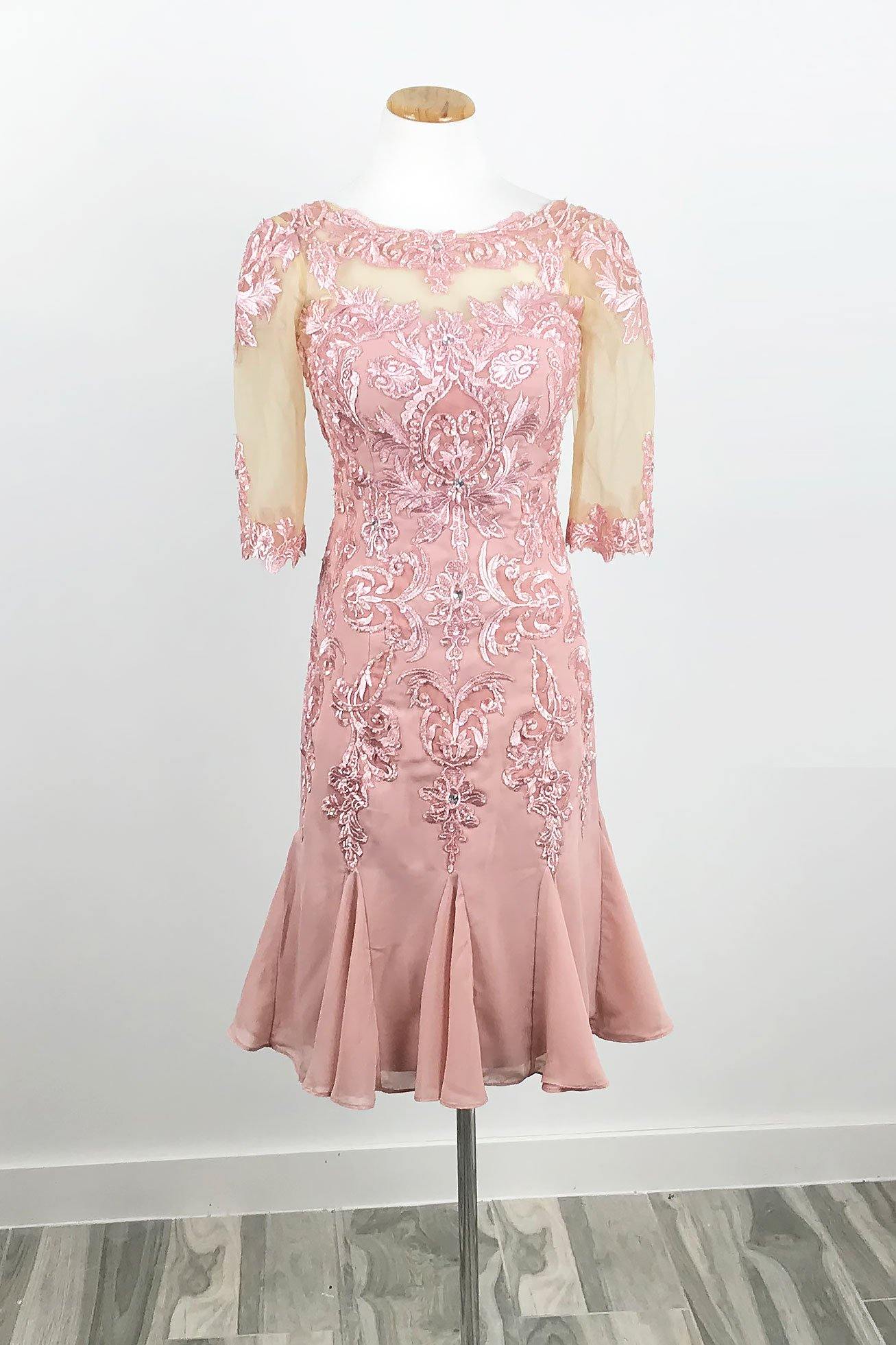 Pink Mother of Bride Groom Dress with Short Sleeves Sample Sale Dress Pink Mother of Bride Groom Dress with Short Sleeves Sample Sale Dress