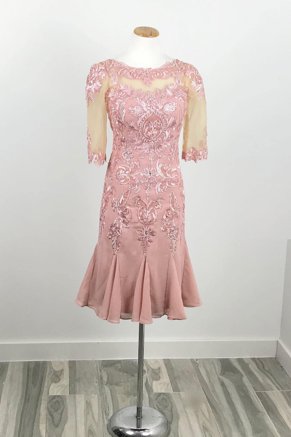 Pink Short Lace Mother of Bride Groom Dress XH1014