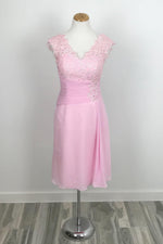 Pink Chiffon Lace Mother of Bride Dress XH1031 - Sample Sale Dress