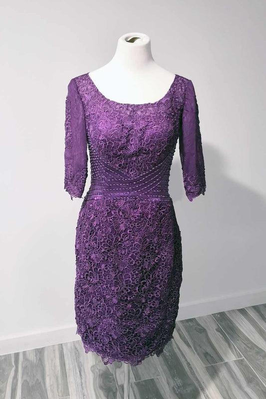 Elegant Purple Lace Mother of Bride Groom Dress - Sample Sale Dress