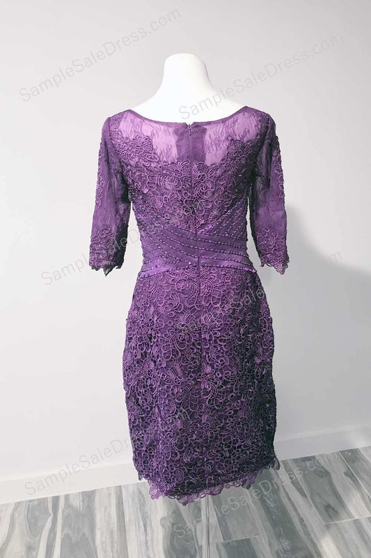 Elegant Purple Lace Mother of Bride Groom Dress - Sample Sale Dress