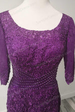 Elegant Purple Lace Mother of Bride Groom Dress - Sample Sale Dress