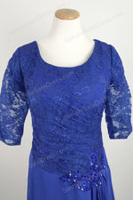 Royal Blue Chiffon Mother of Bride and Groom Formal Evening Dress XH1037