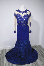 Royal Blue Lace Mermaid Prom Dress | XH1003 - Sample Sale Dress