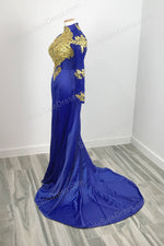 royal-blue-gold-lace-mermaid-prom-dress-with-side-slit
