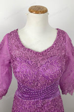 Elegant Magenta Lace Mother of Bride Groom Dress
