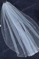 Short Wedding Veil with Beaded Edges