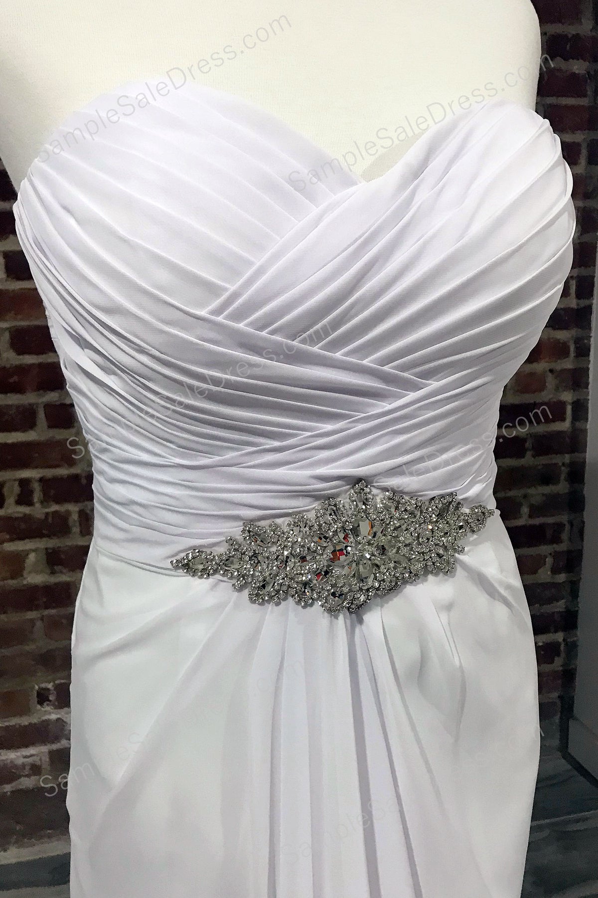 Strapless Long Chiffon Destination Wedding Dress