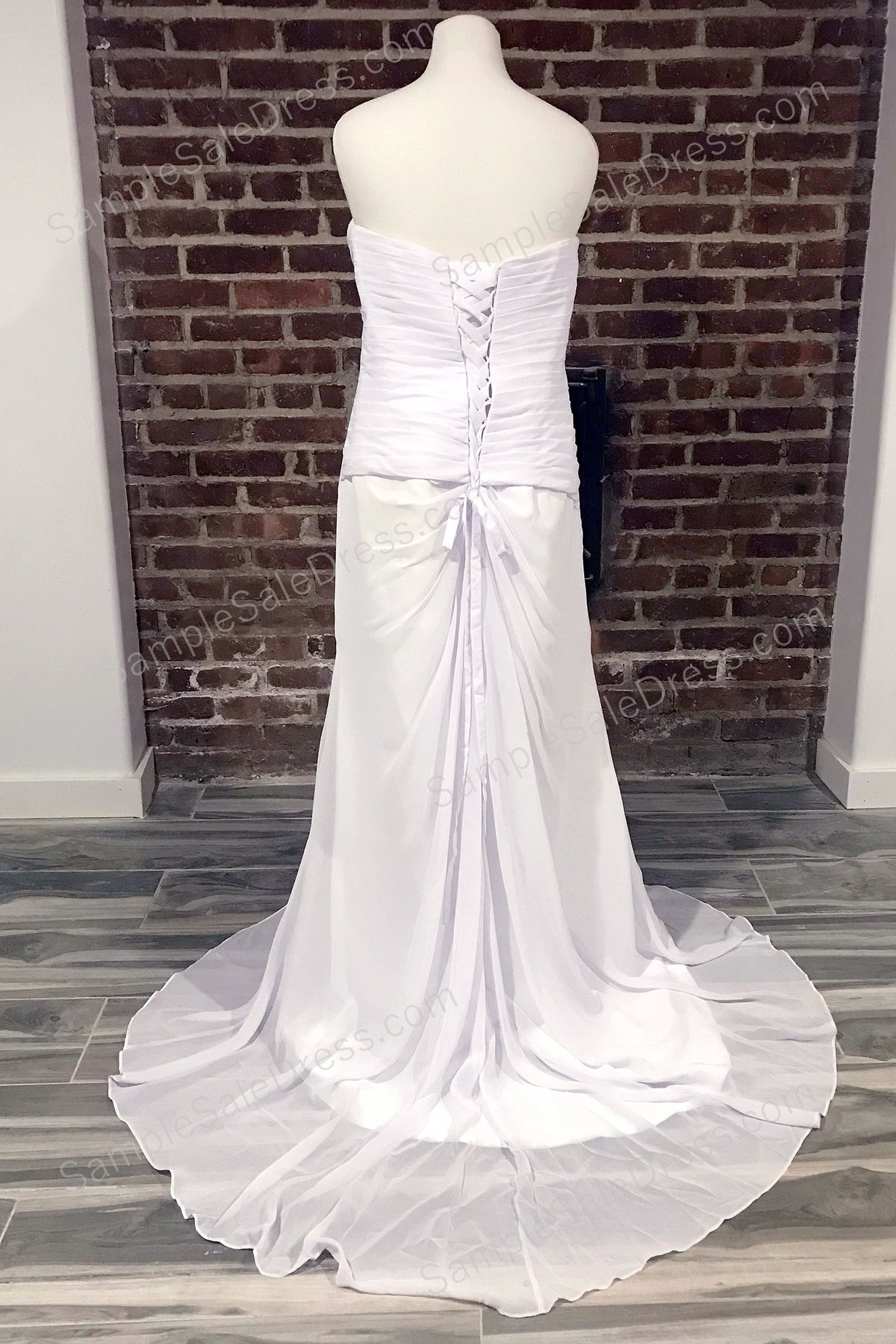 Strapless Long Chiffon Destination Wedding Dress